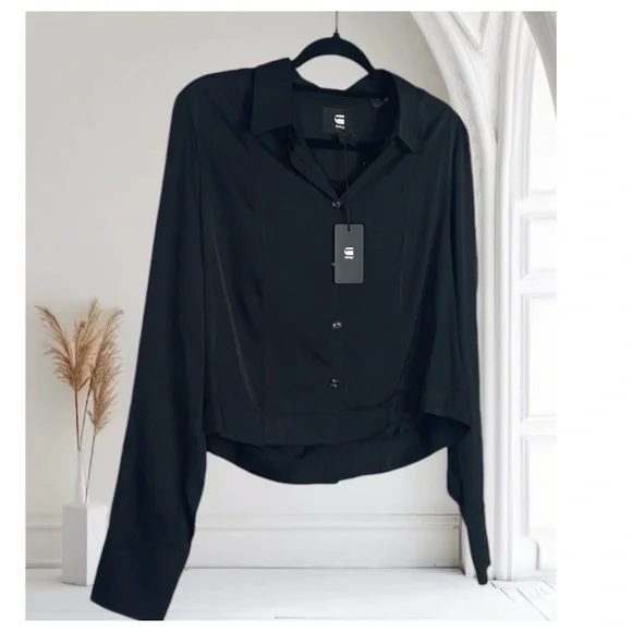 G Raw Black Cropped Open Back shirt M